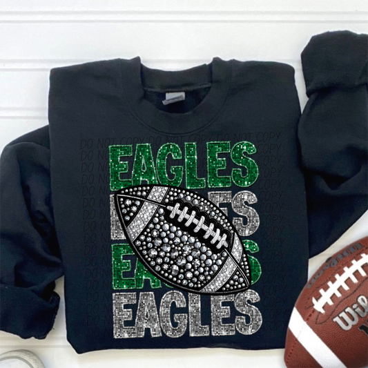 Eagles Green Silver Stacked Football-Lovie T Designs