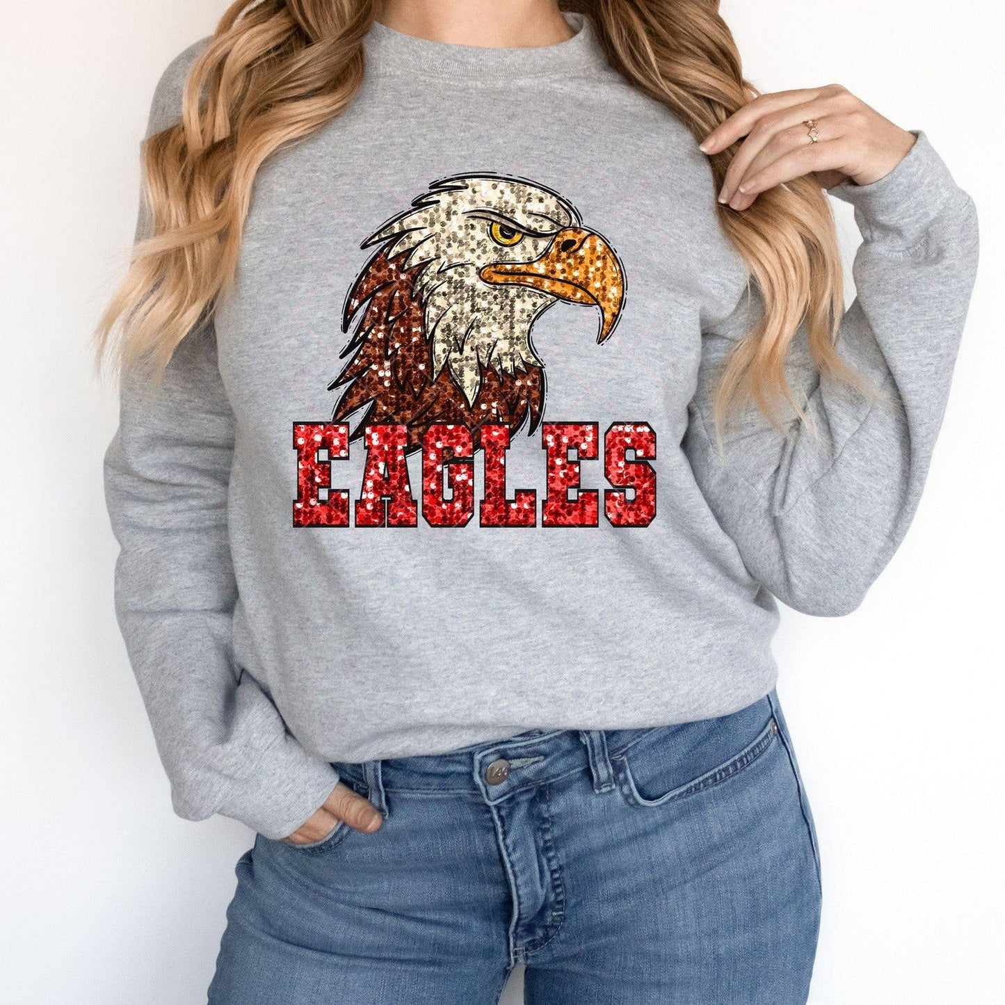 Eagles Red Sequin-Lovie T Designs