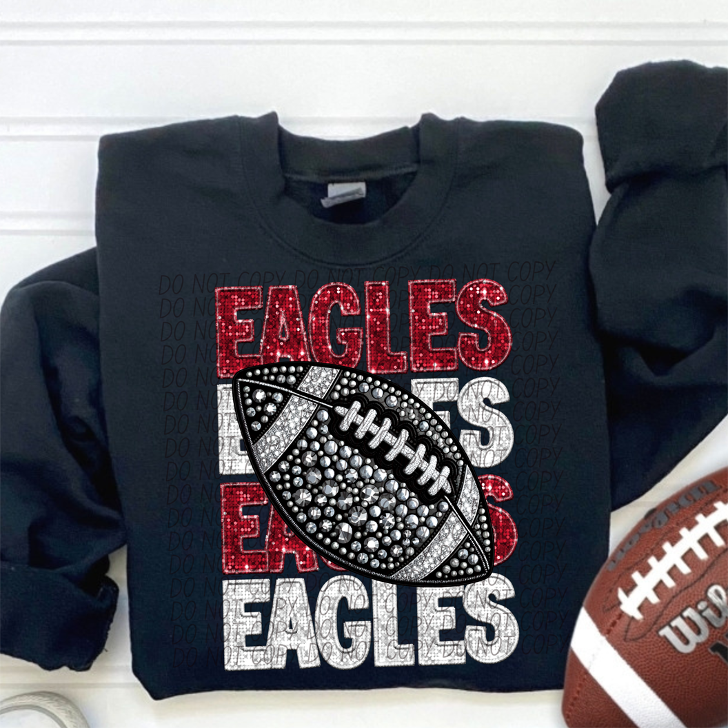 Eagles Red White Stacked Football-Lovie T Designs