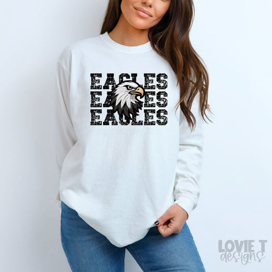 Eagles Stacked Faux Embroidery-Lovie T Designs