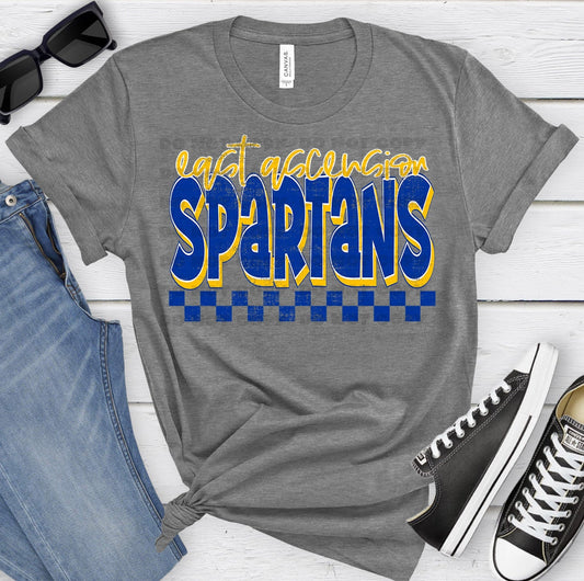 East Ascension Spartans Royal Ath Gold Grunge-Lovie T Designs