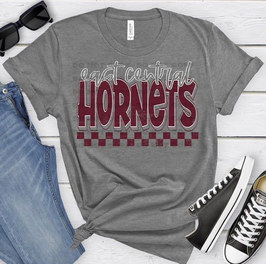 East Central Hornets Maroon Gray Grunge-Lovie T Designs