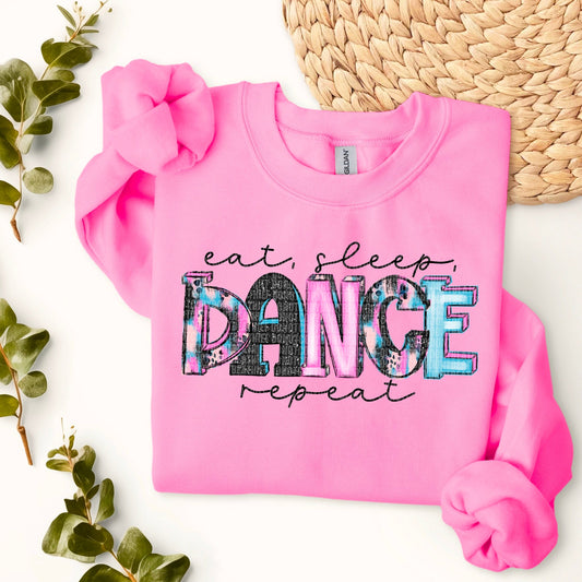 Eat Sleep Dance Repeat Sugar Spotted Glitter-[DTF Transfer]-Lovie T Designs