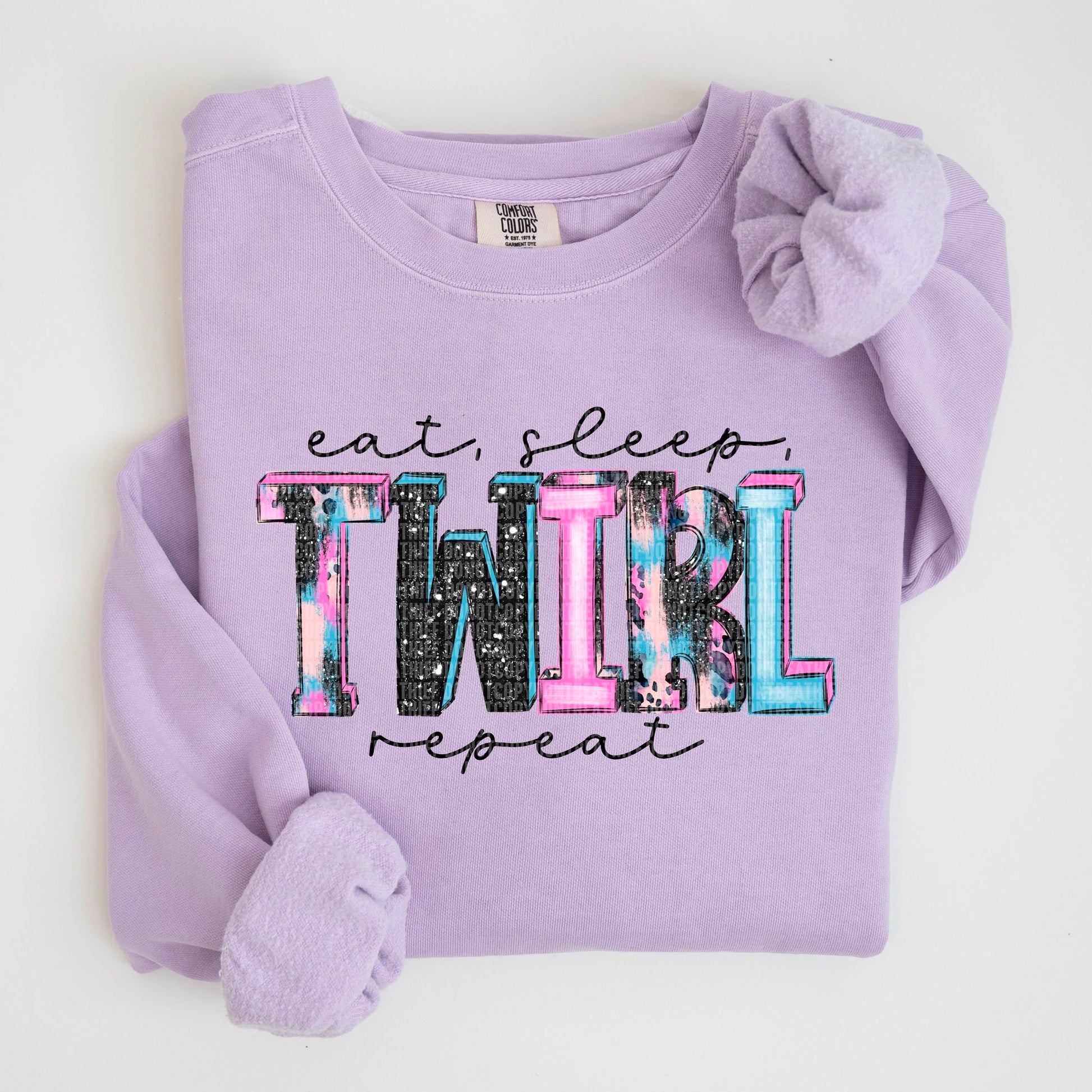 Eat Sleep Twirl Repeat Sugar Spotted Glitter-[DTF Transfer]-Lovie T Designs