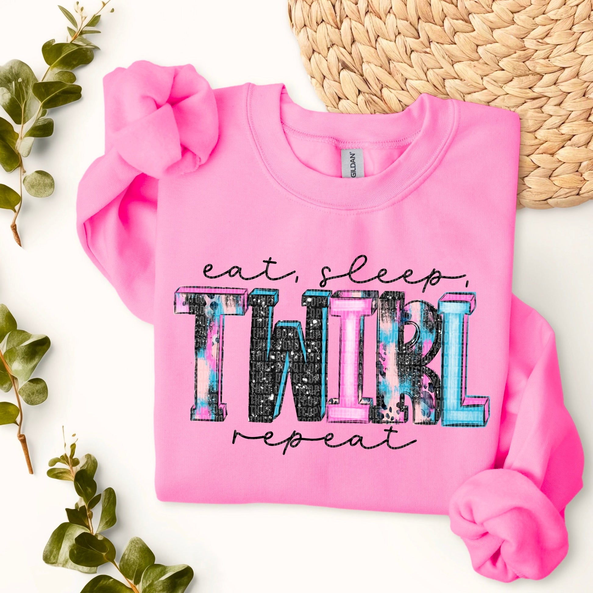 Eat Sleep Twirl Repeat Sugar Spotted Glitter-[DTF Transfer]-Lovie T Designs