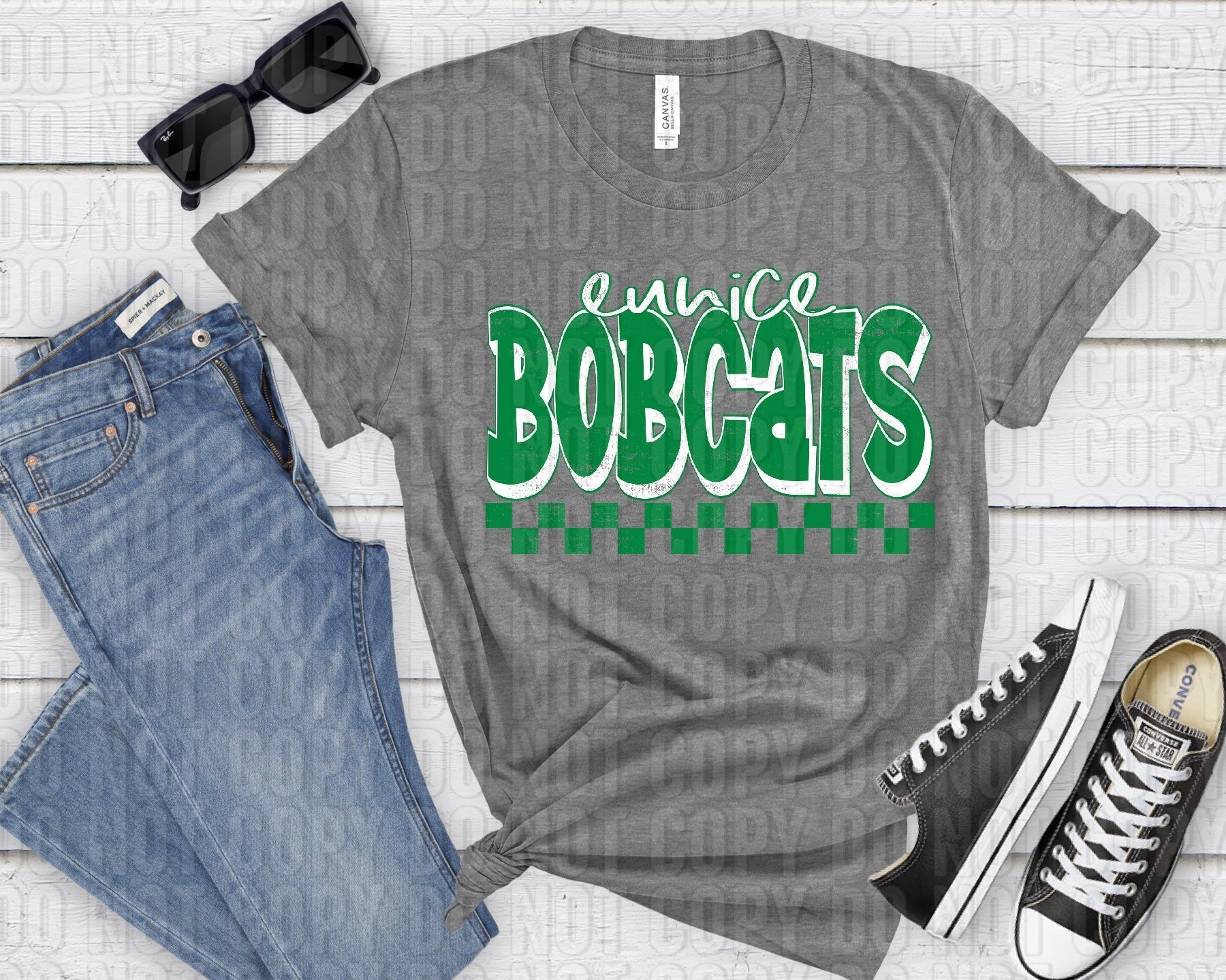 Eunice Bobcats White Green Grunge-Lovie T Designs