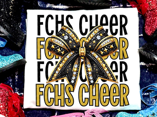 FCHS Cheer Faux Rhinestones Yellow Gold-Lovie T Designs