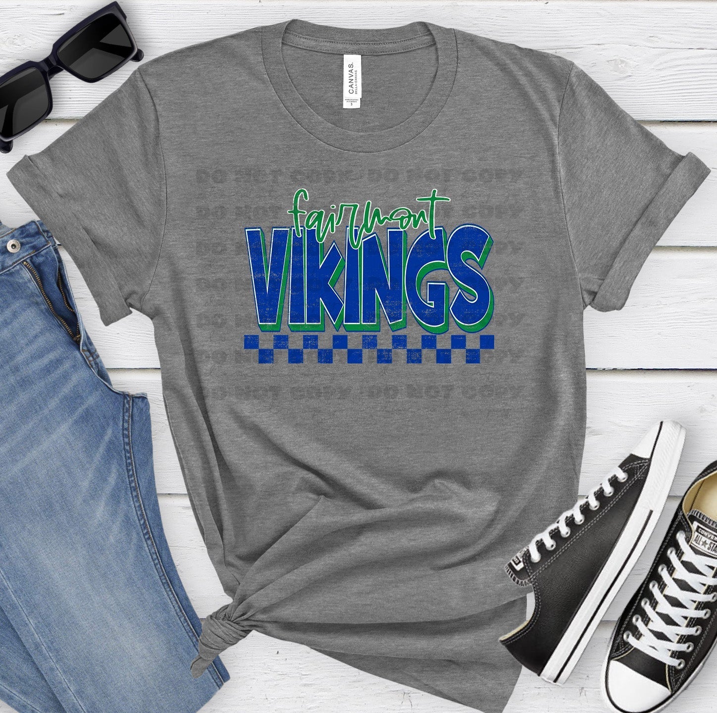 Fairmont Vikings Royal Green Grunge-Lovie T Designs