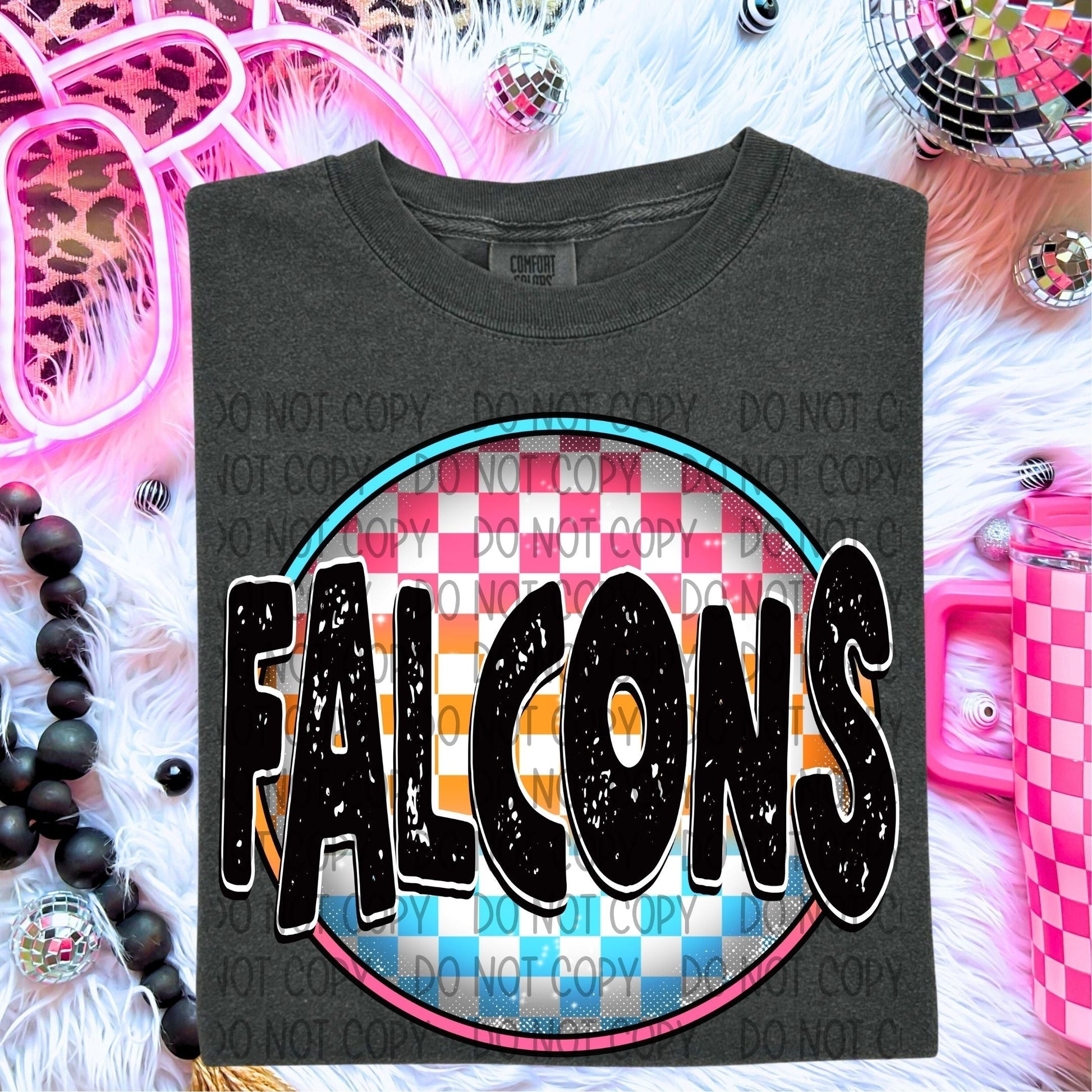 Falcons Neon Circle Mascots-Lovie T Designs