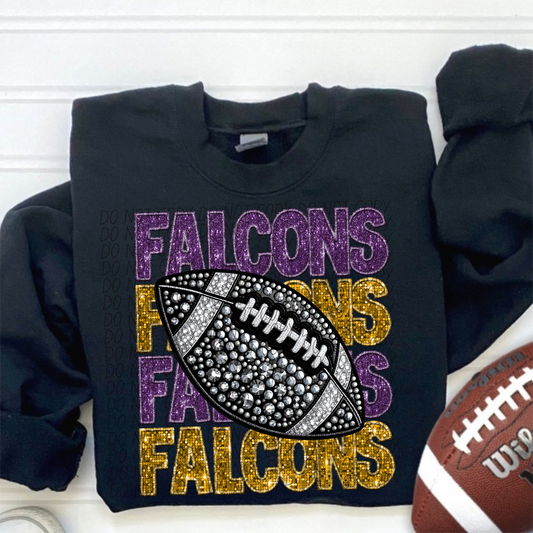 Falcons Purple Gold Stacked Football-Lovie T Designs