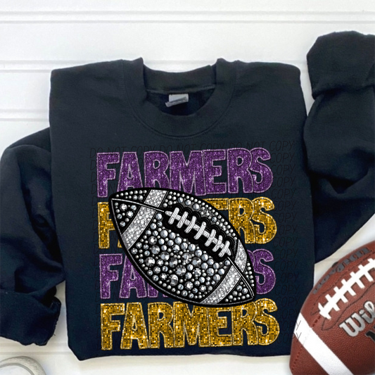 Farmers Purple Gold Stacked Football-Lovie T Designs