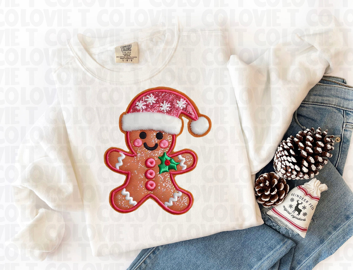 Faux Embroidery Gingerbread Man 2-Lovie T Designs