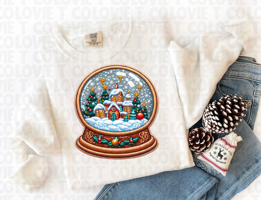 Faux Embroidery Snow Globe 3-Lovie T Designs