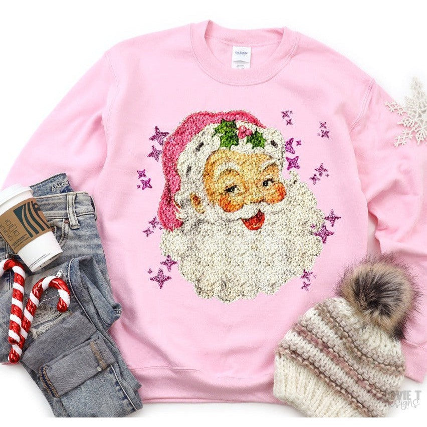 Faux Sequin Pink Santa-Lovie T Designs