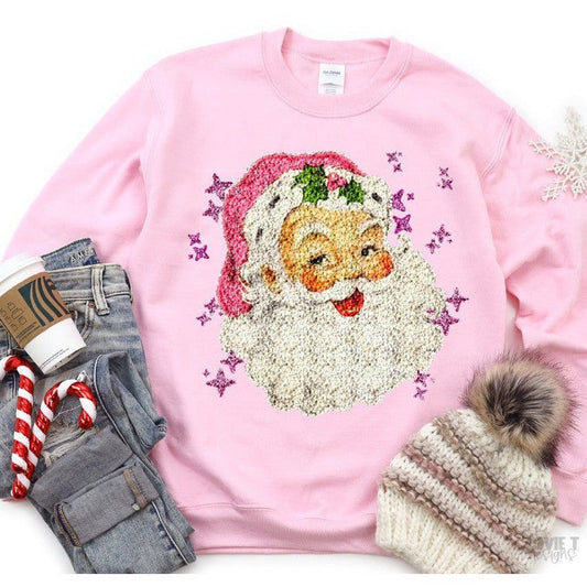 Faux Sequin Pink Santa-Lovie T Designs