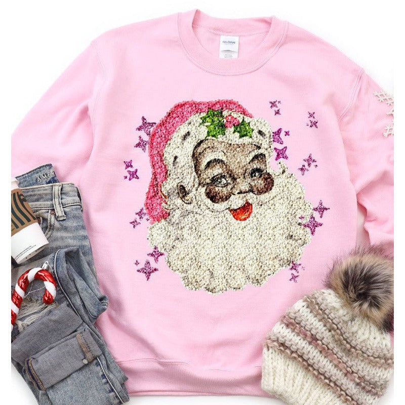 Faux Sequin Pink Santa-Lovie T Designs