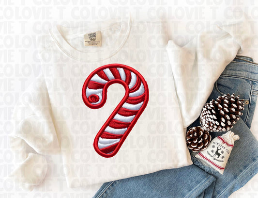 Faux Embroidery Candy Cane