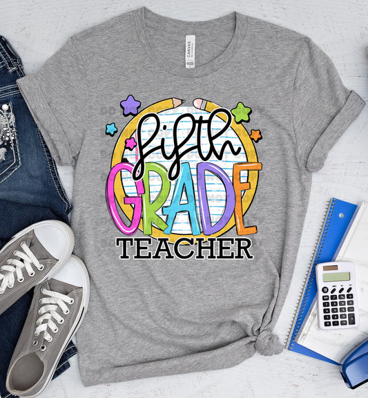 Fifth Grade Teacher Paper and Pencil Circle-Lovie T Designs