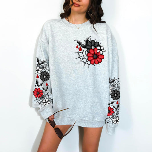 Floral Bat and Spider Web + Sleeves-Lovie T Designs