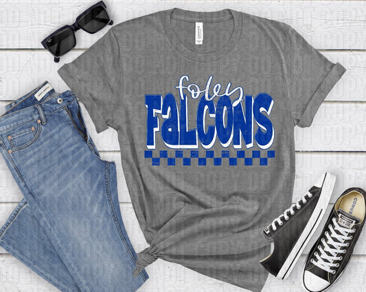 Foley Falcons White Blue Grunge-Lovie T Designs