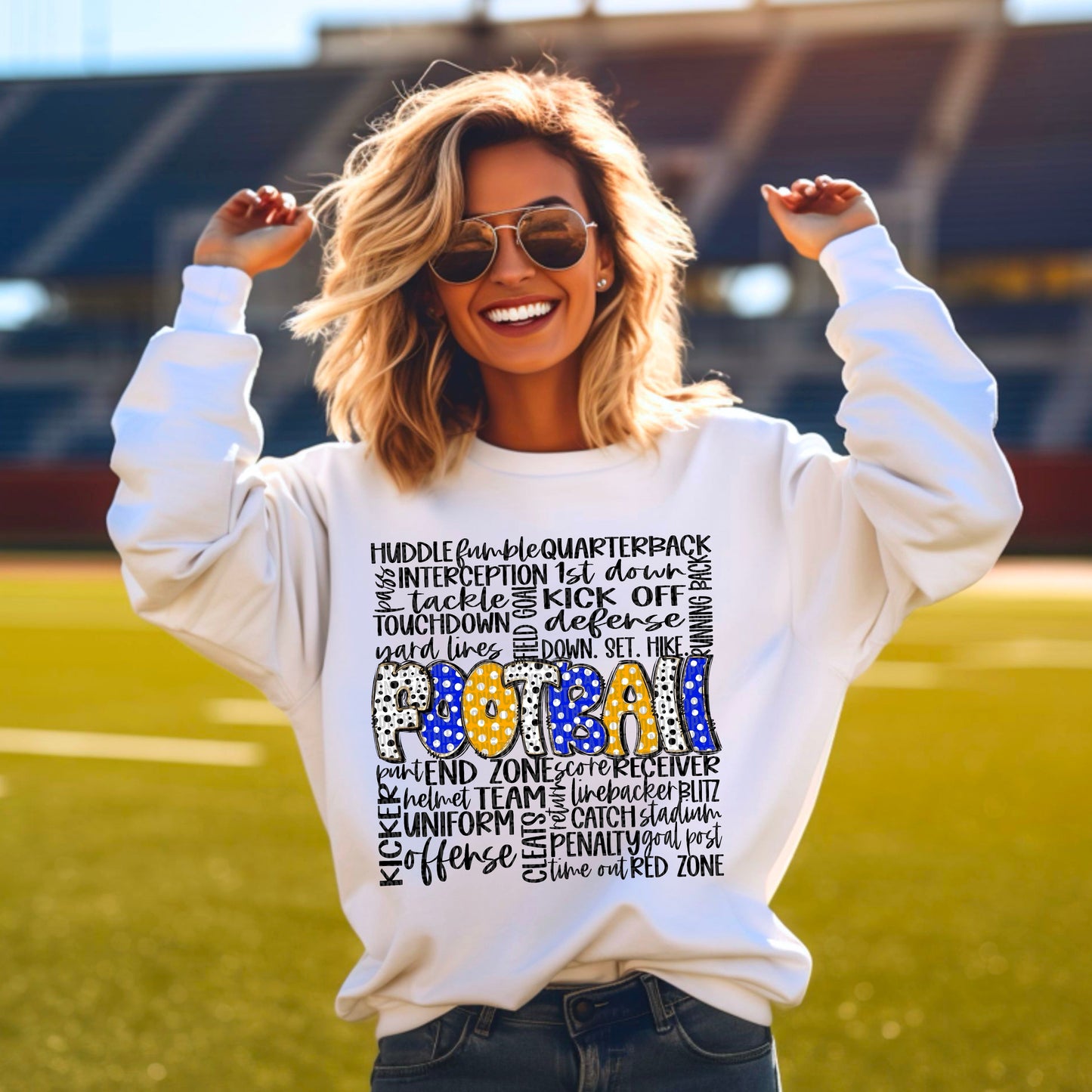 Football Doodle Blue Yellow Gold-Lovie T Designs