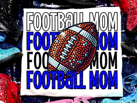 Football Mom Faux Rhinestones Royal Blue-Lovie T Designs