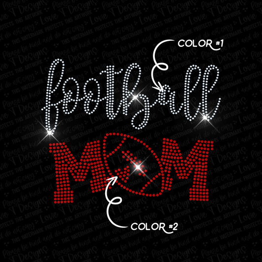 Football Mom Spangle Transfer-Lovie T Designs