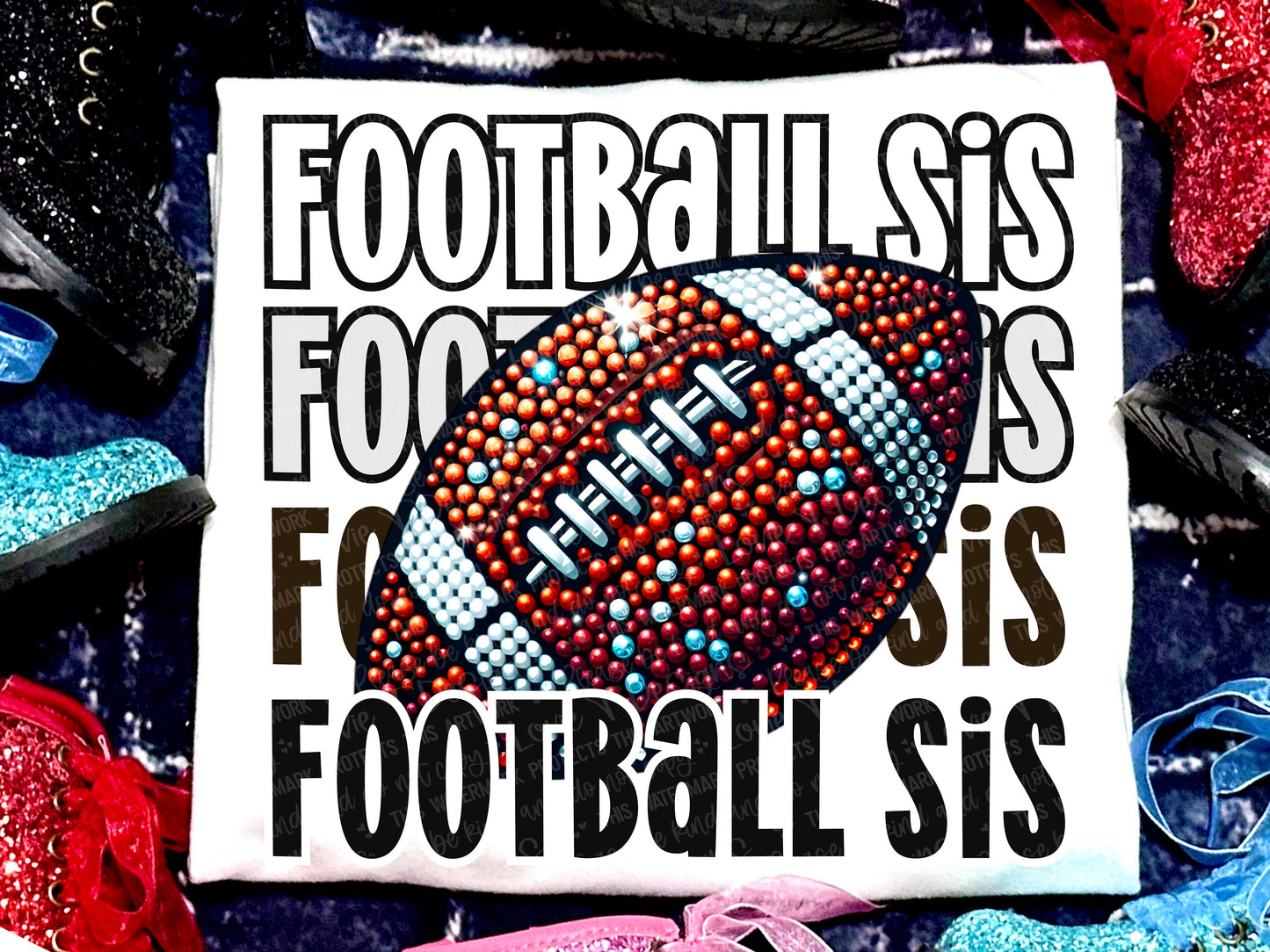 Football Sis Faux Rhinestones-Lovie T Designs