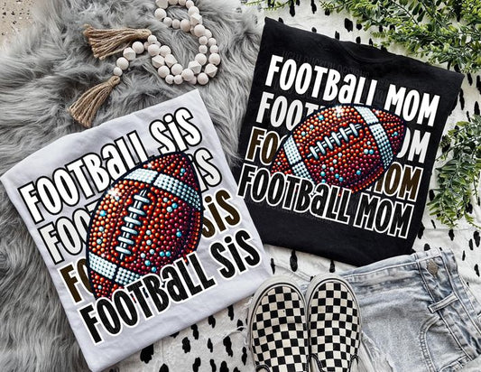 Football Sis or Football Mom Faux Rhinestone-Lovie T Designs