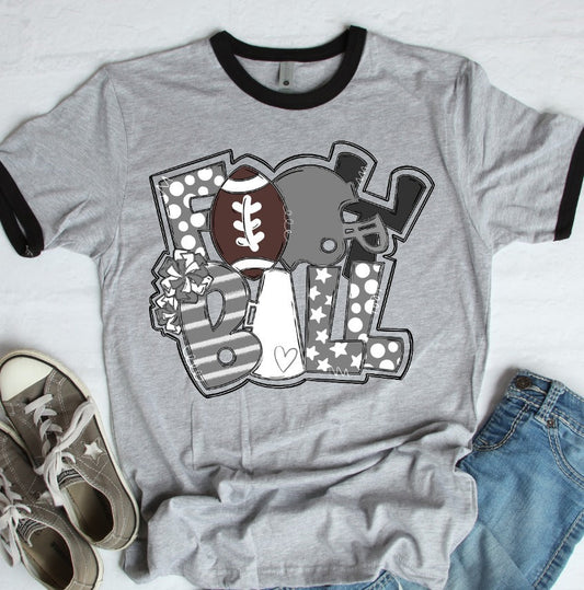 Football Word Art Gray-Lovie T Designs