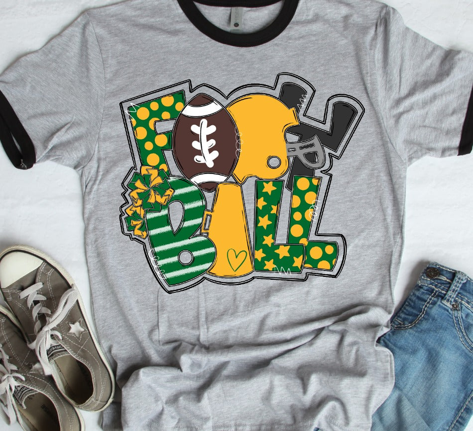 Football Word Art Kelly Green and Yellow Gold-Lovie T Designs