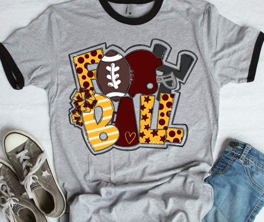 Football Word Art Maroon and Yellow Gold-Lovie T Designs