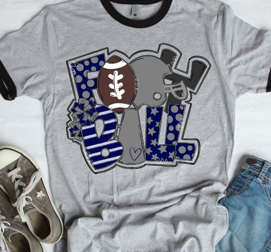 Football Word Art Navy and Gray-Lovie T Designs