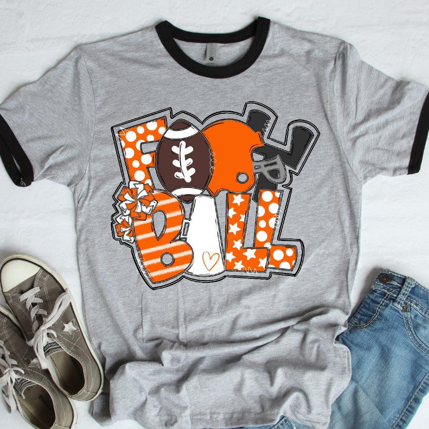 Football Word Art Orange-Lovie T Designs