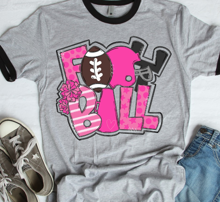 Football Word Art Pink-Lovie T Designs