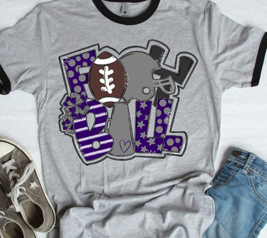 Football Word Art Purple and Grey-Lovie T Designs