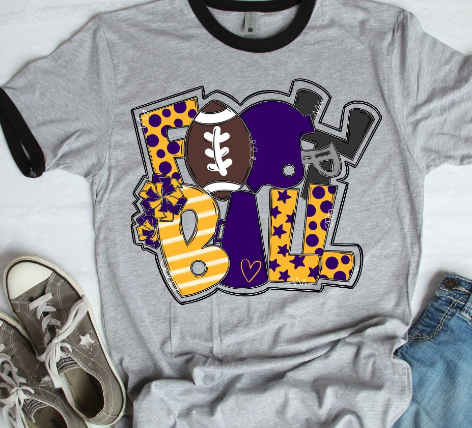 Football Word Art Purple and Yellow Gold-Lovie T Designs