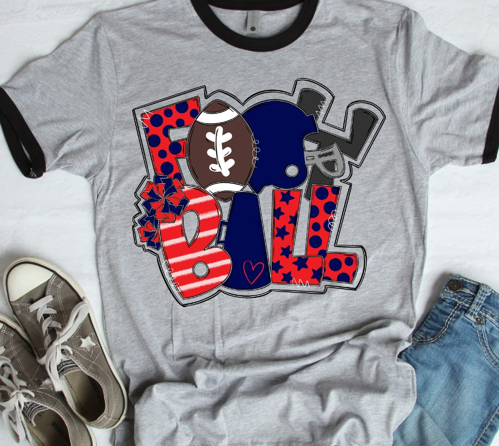 Football Word Art Red and Navy-Lovie T Designs