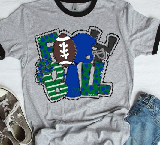 Football Word Art Royal and Green-Lovie T Designs