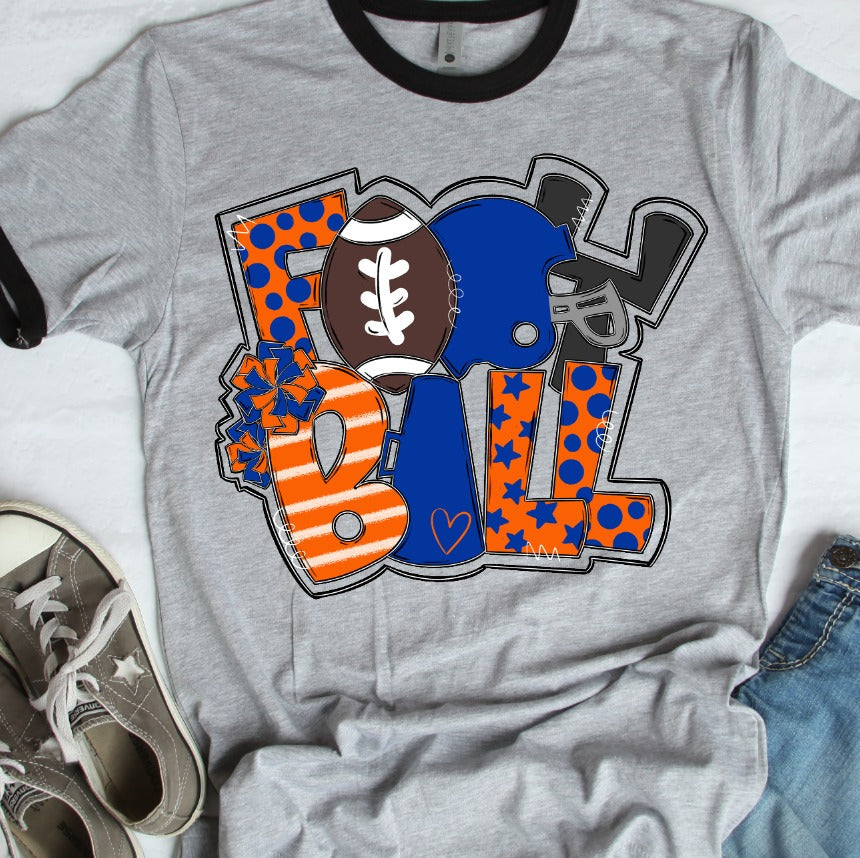 Football Word Art Royal and Orange-Lovie T Designs