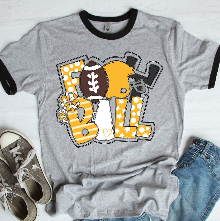 Football Word Art Yellow Gold-Lovie T Designs