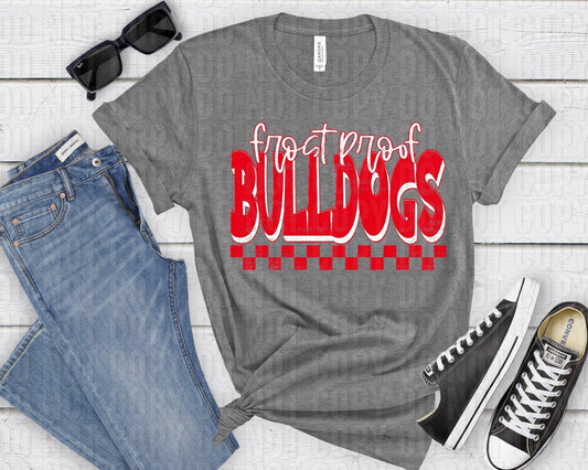 Frost Proof Bulldogs White Red Grunge-Lovie T Designs