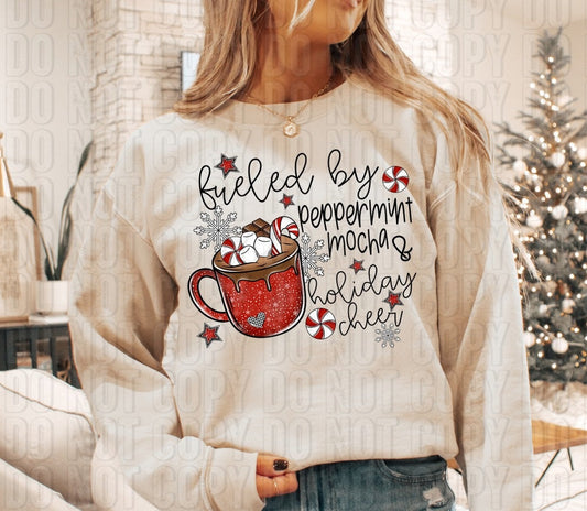 Fueled By Peppermint Mocha And Holiday Cheer-Lovie T Designs