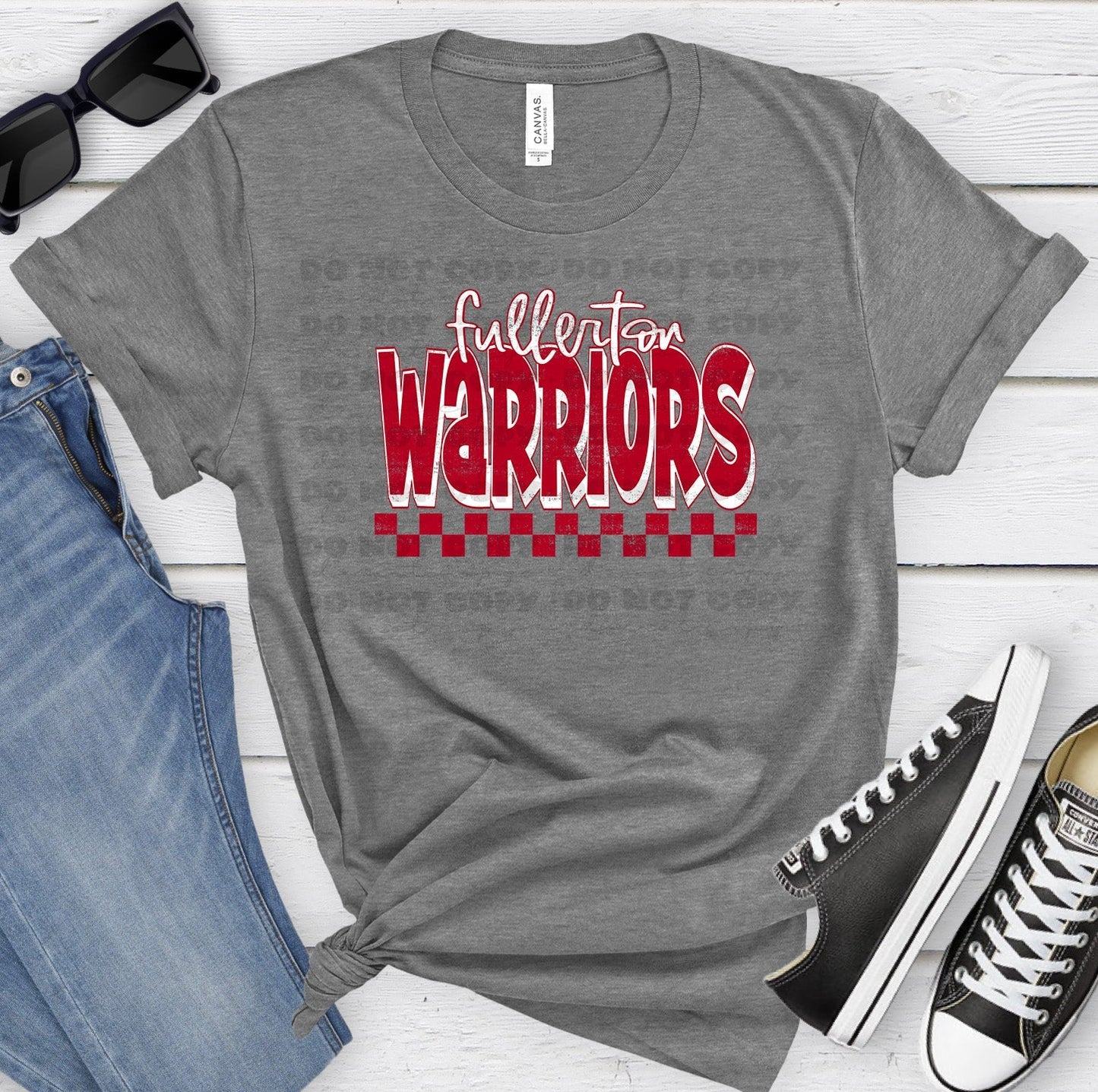 Fullerton Warriors Cardinal White Grunge-Lovie T Designs