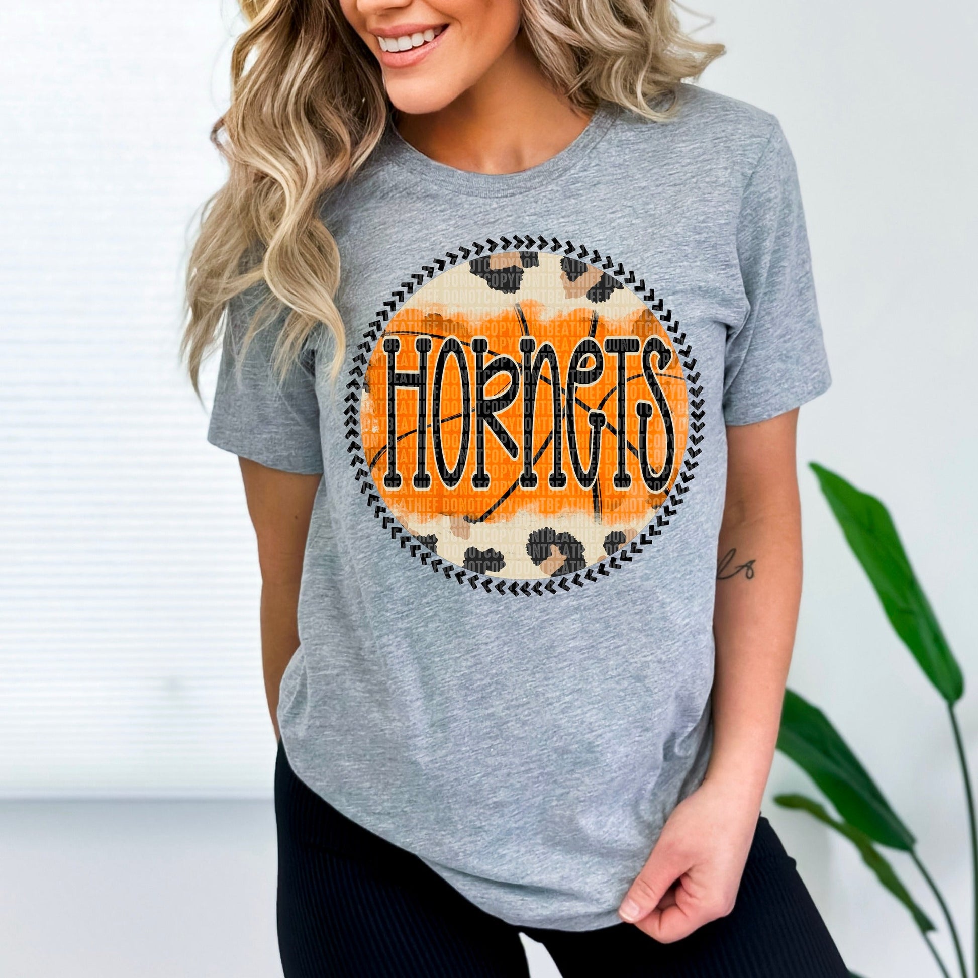 Funky Hornets Leopard Basketball SDD-[DTF Transfer]-Lovie T Designs