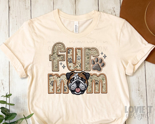 Fur Mom Bulldog - Brown