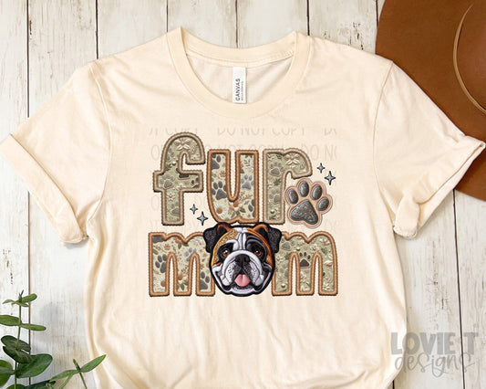 Fur Mom Bulldog - Triblend Brown