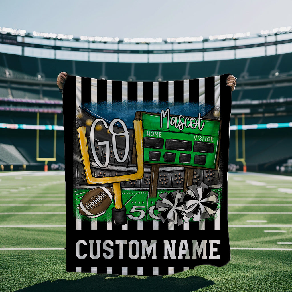 GO FOOTBALL BLANKET BLACK GREY-Lovie T Designs