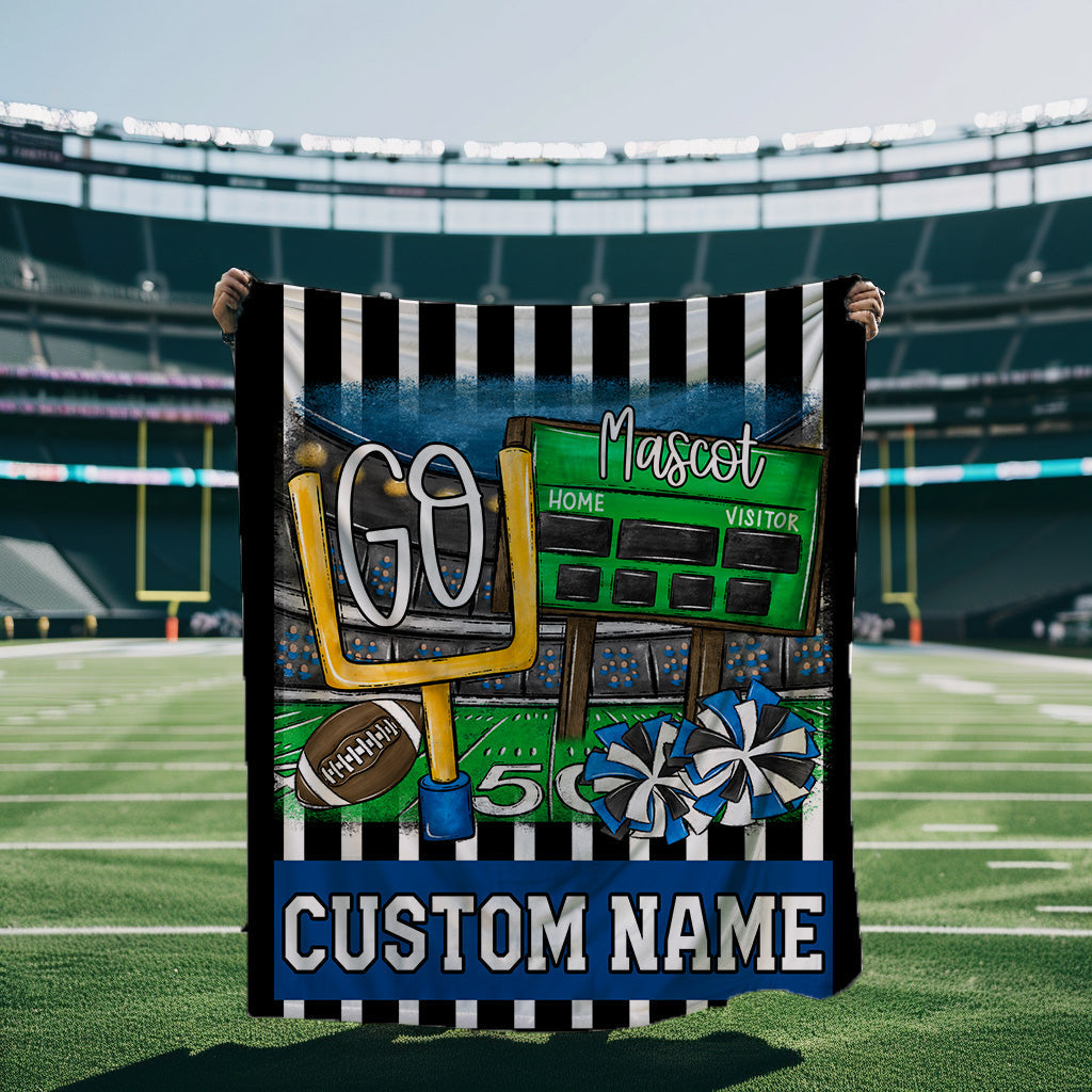 GO FOOTBALL BLANKET BLUE-Lovie T Designs