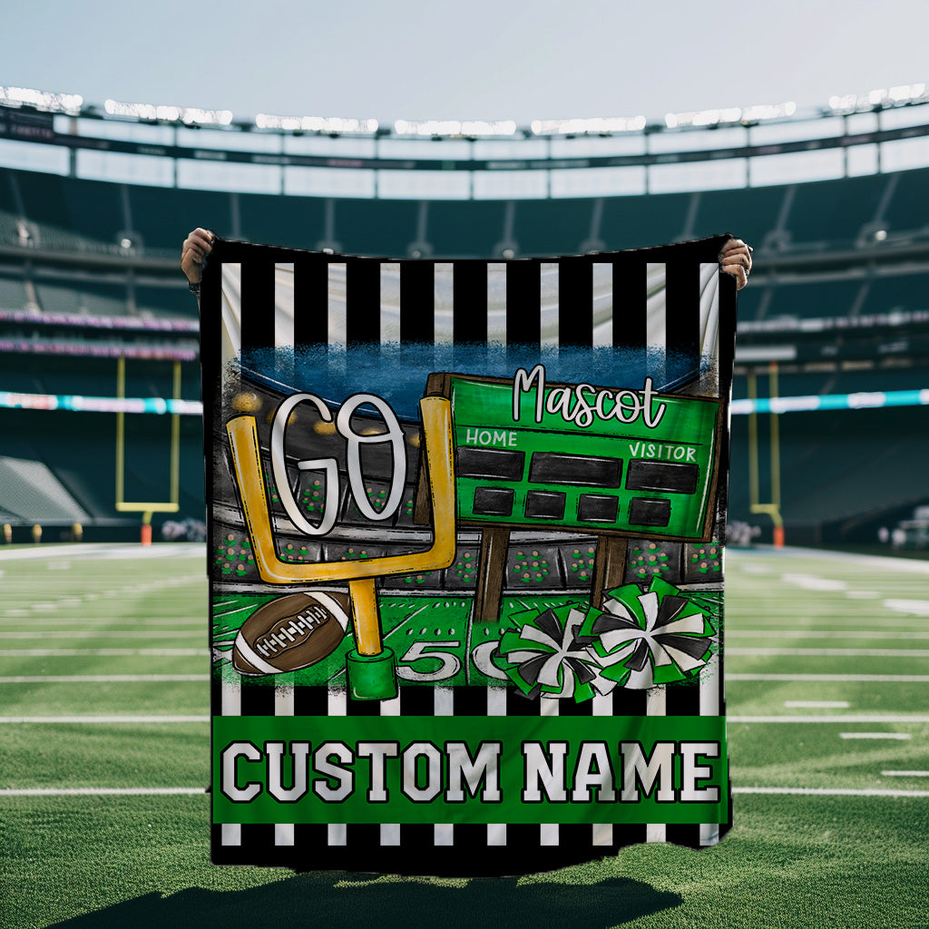 GO FOOTBALL BLANKET GREEN-Lovie T Designs